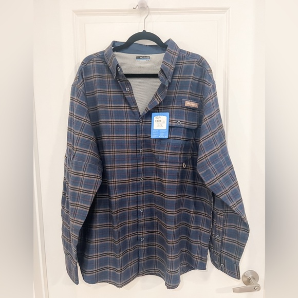 NWT Columbia Men's Sharptail Flannel in Zinc Fieldwork Ombre, X-Large - Picture 5 of 8